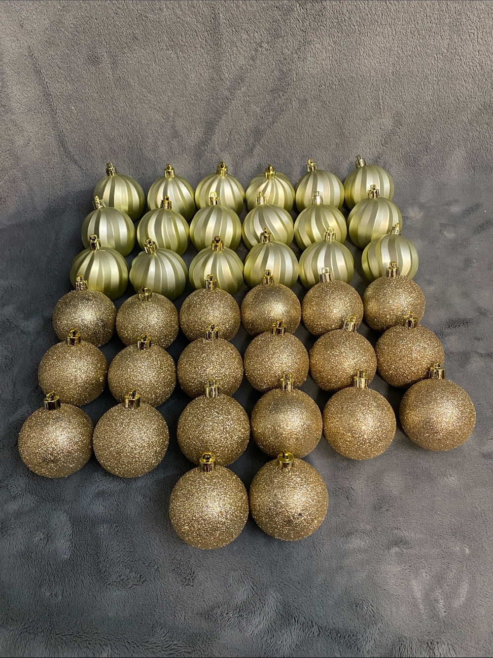 Lot of 38 Gold Holiday Christmas Ball Ornaments Set